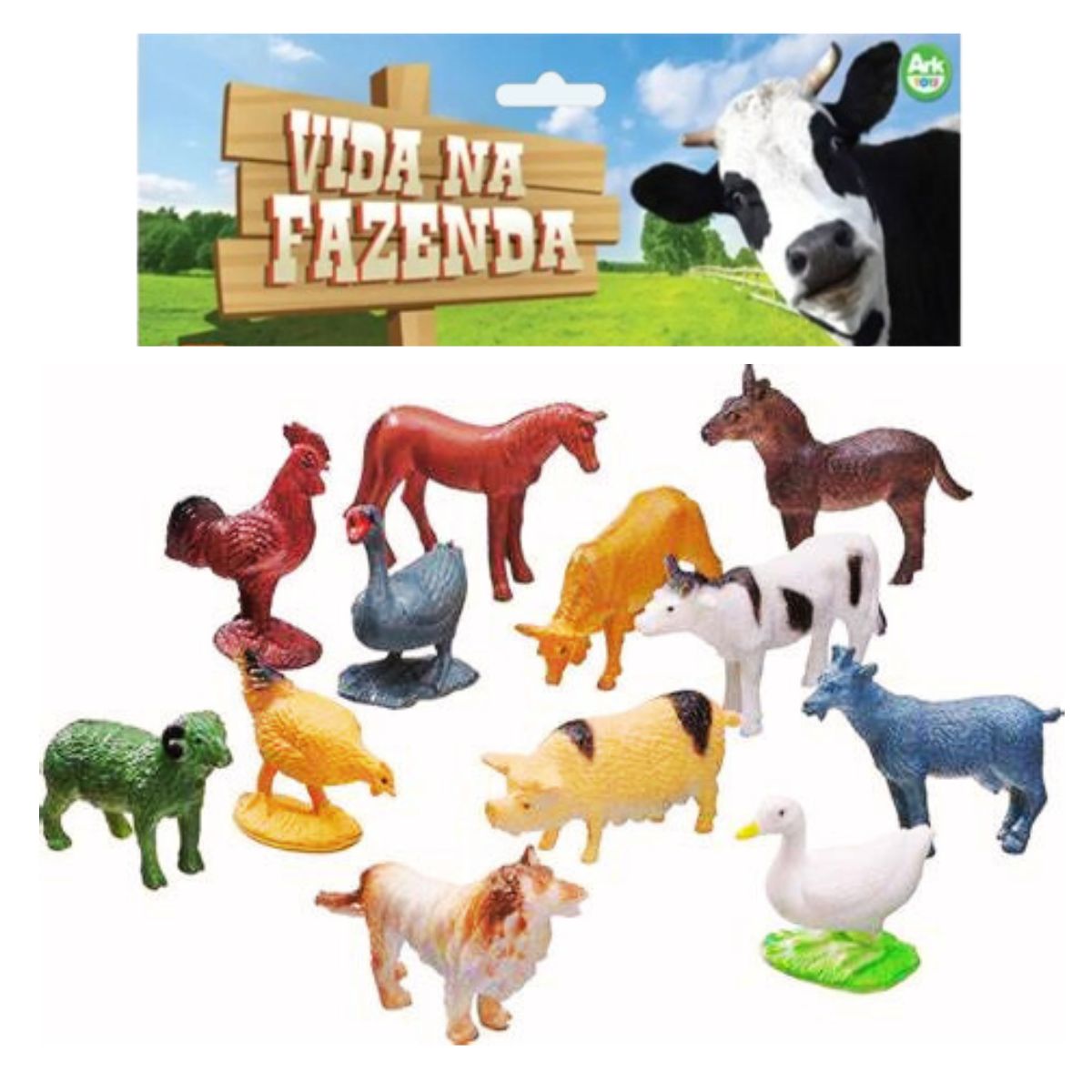 Kit Mini Animais Vida Na Fazenda Brinquedo 12 Peças - Ark Toys Kit Mini Animais Vida Na Fazenda Brinquedo 12 Peças - Ark Toys